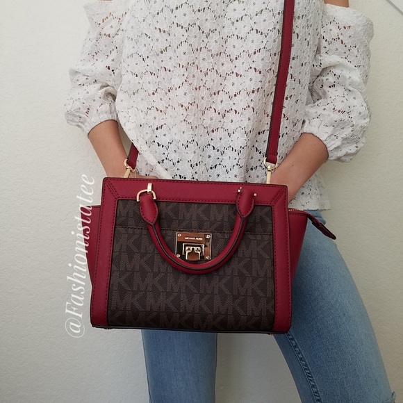 Michael Kors Handbags - NWT MICHAEL KORS TINA BROWN CHERRY MESSENGER SMALL
